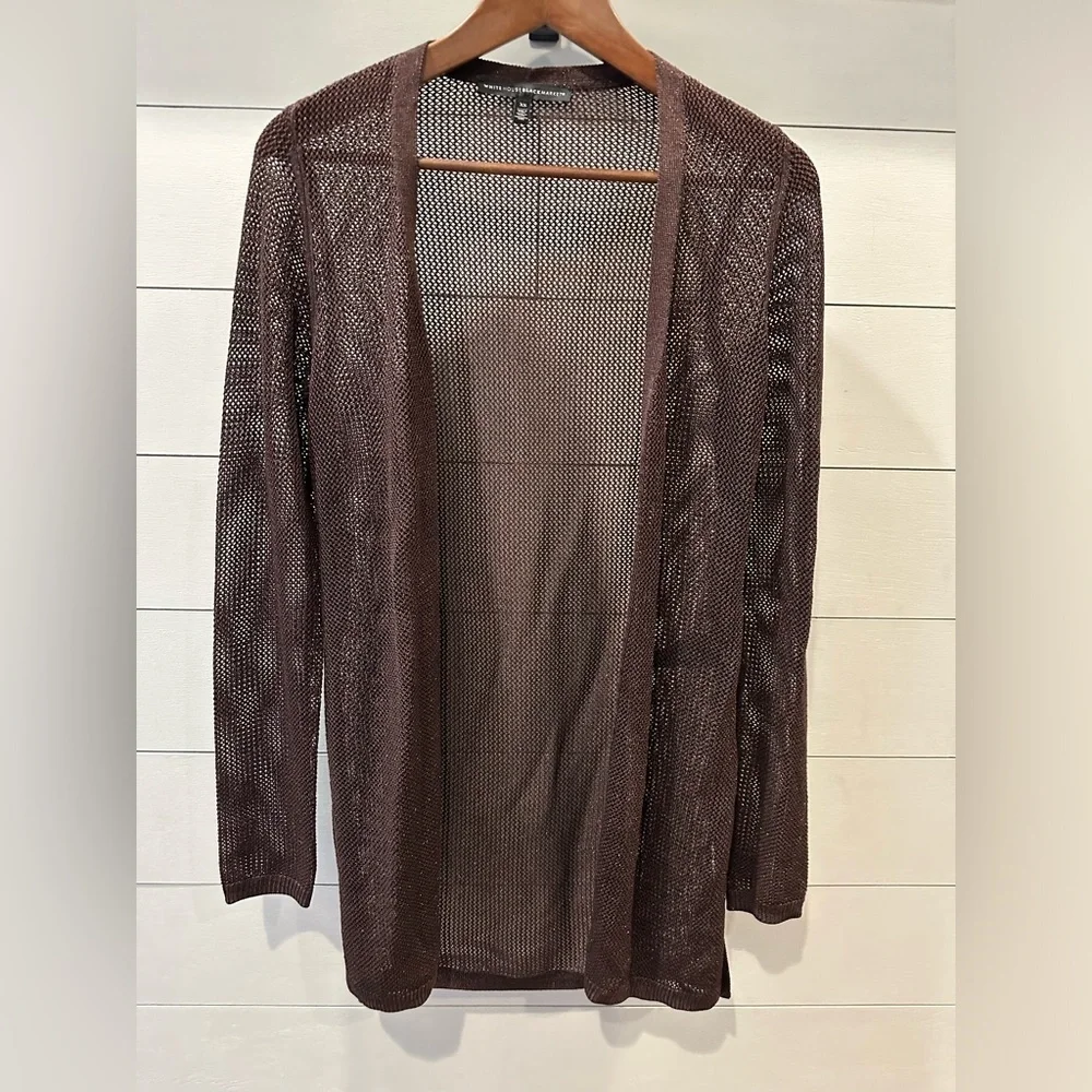 WHBM Elegant Brown Open-Front Women's Sweater- size XS